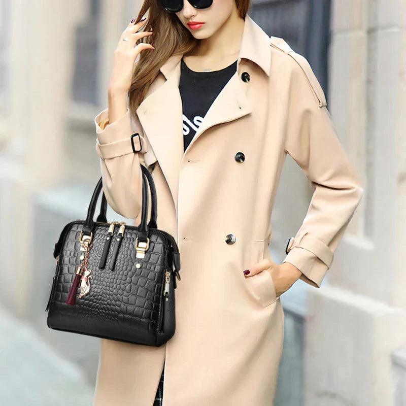Crocodile Embossed Leather Bag